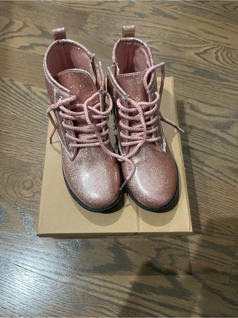 Lucky Brand Girls' Glitter Lace-Up Boots - Rose Pink